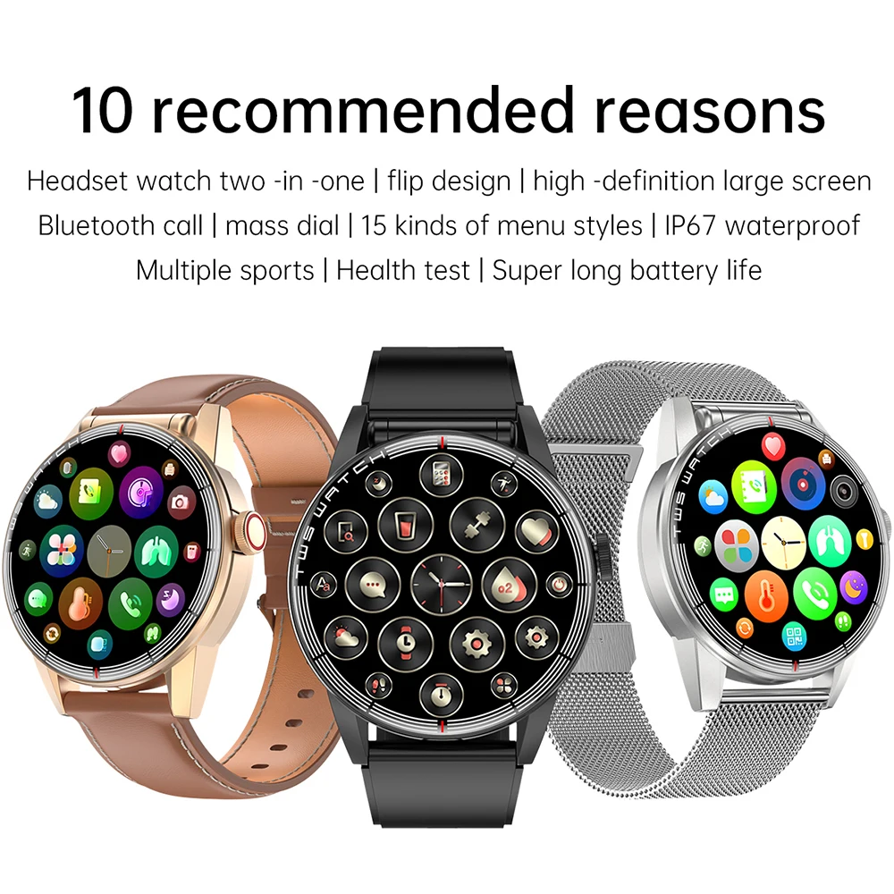 Men Smart Watch 2 In 1 TWS Wireless Earbuds Bracelet 1.32