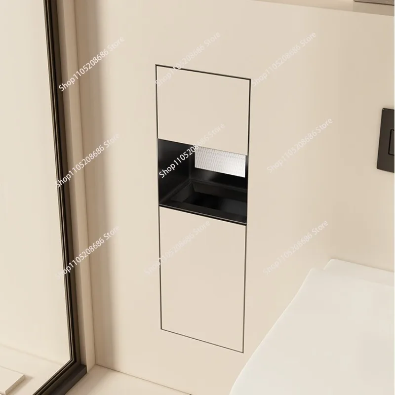304 Stainless Steel Concealed Toilet Niche with Hidden Trash Can & Tissue Box - Customizable Embedded Design