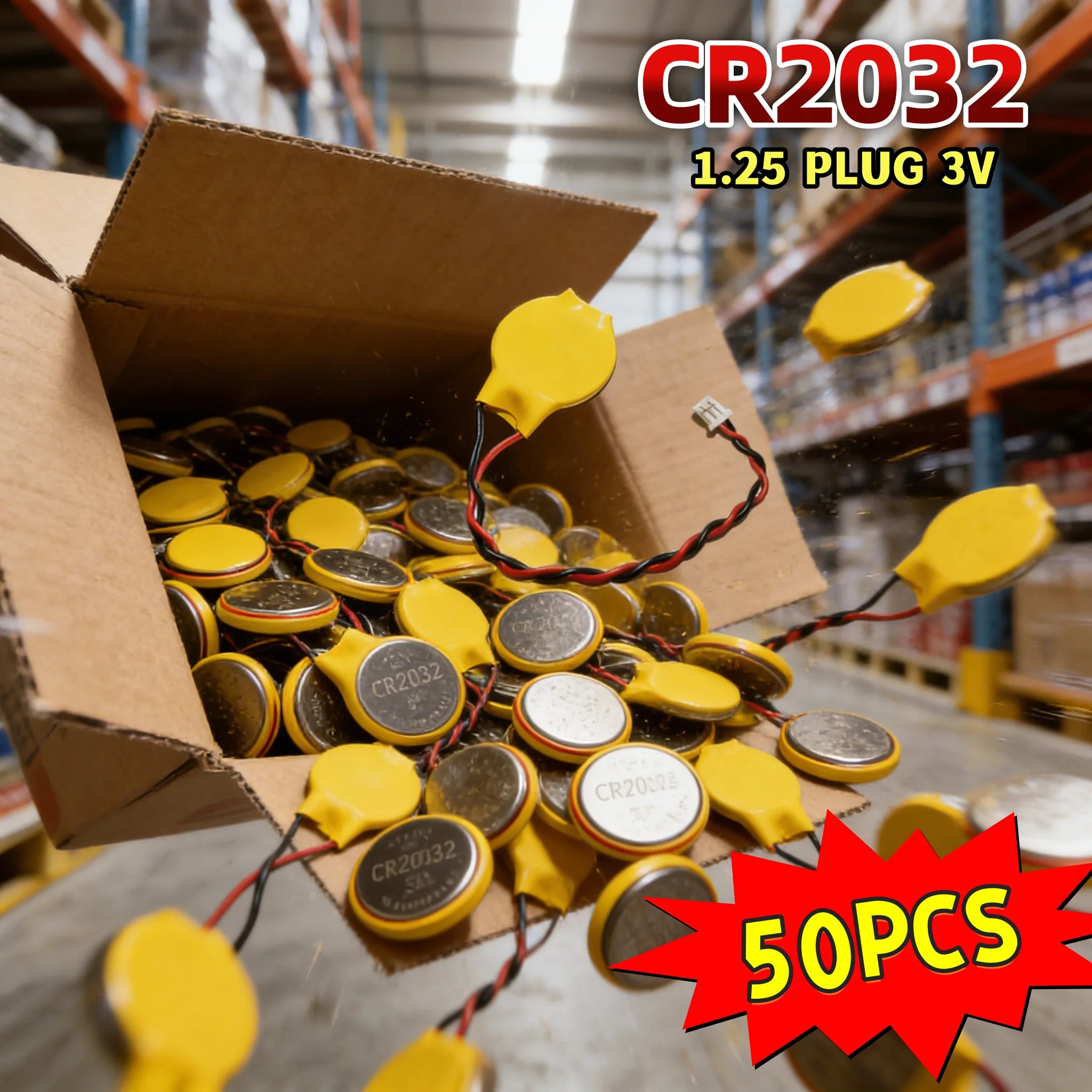 10-50PCS CR2032 Battery with Wire 2pin Laptop Motherboard Battery with Wire Disassemble Button Battery CR2025 CR2016 2032