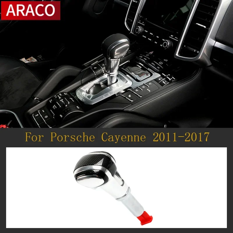 For Porsche Cayenne 2011-2017 Car Real Carbon Fiber Gear Shift Knob Lever Stick Gear Knob Shift Knob Stick Shifter Replace