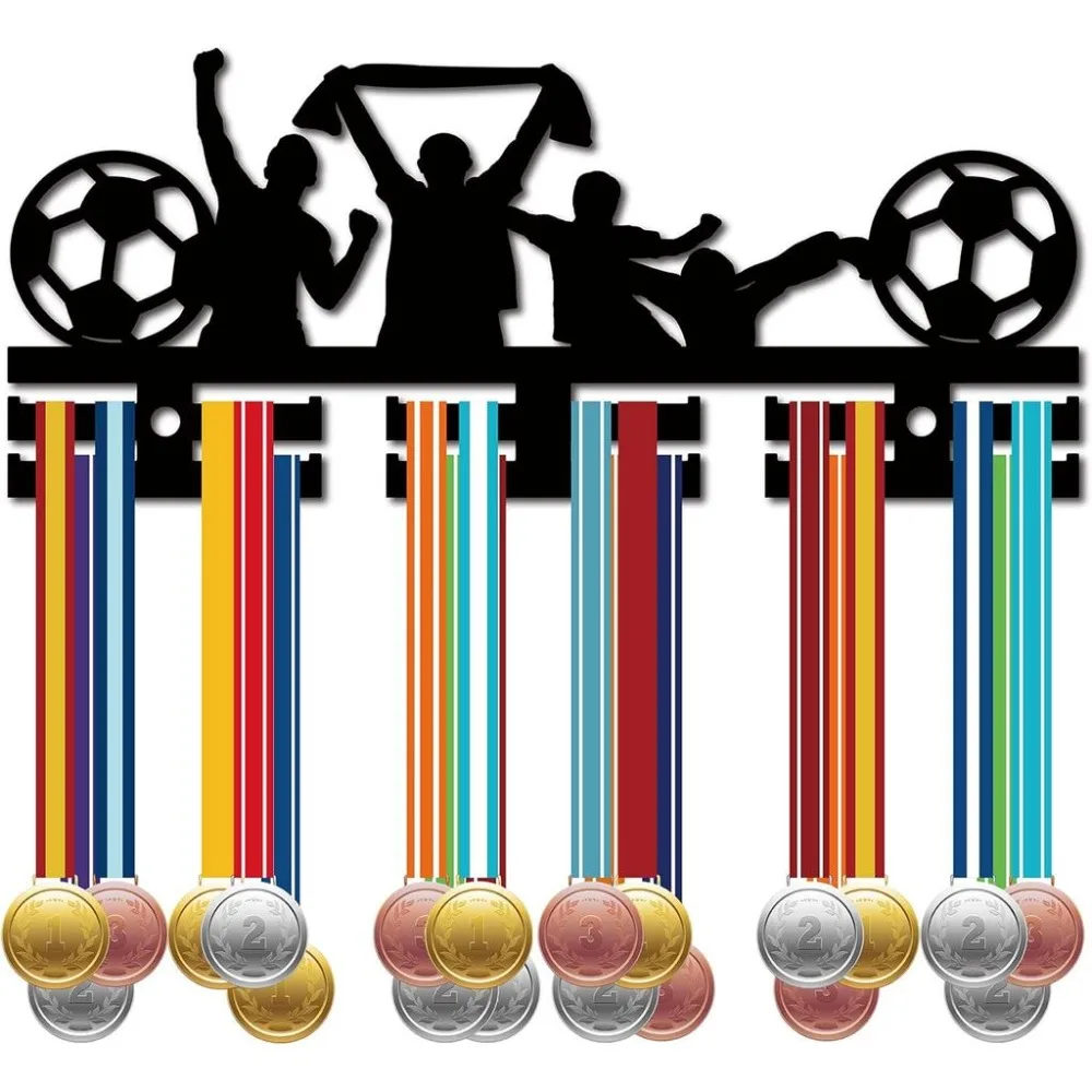 Football Player Medal Holder Sport Medal Hanger Medal Rack Acrylic Display Wall Rack Mounted over 40 Medals Black 11.4x4.8Inch
