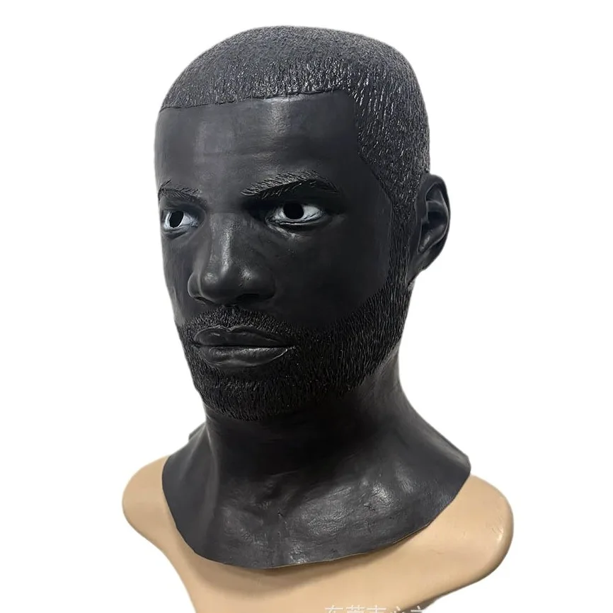 Realistische Latex-Vollkopfmaske für Erwachsene Männer mit Bart und kurzen Haaren für Halloween, Cosplay, Maskerade, Party, Kostümzubehör – Detail 4