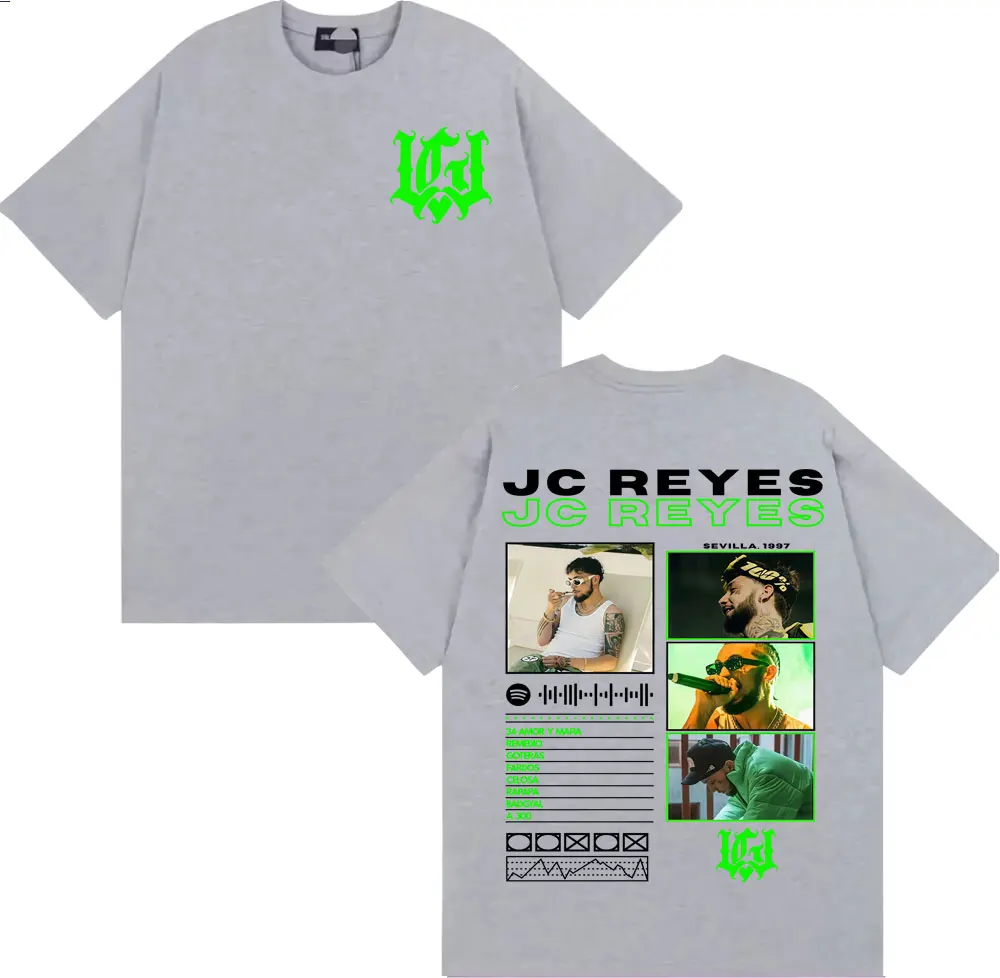 مغني الراب Jc Reyes ألبوم جولة 2025 غطاء تي شيرت الرجال النساء موضة تتجه خمر تي شيرت الصيف بلايز الراحة المتضخم تي شيرت