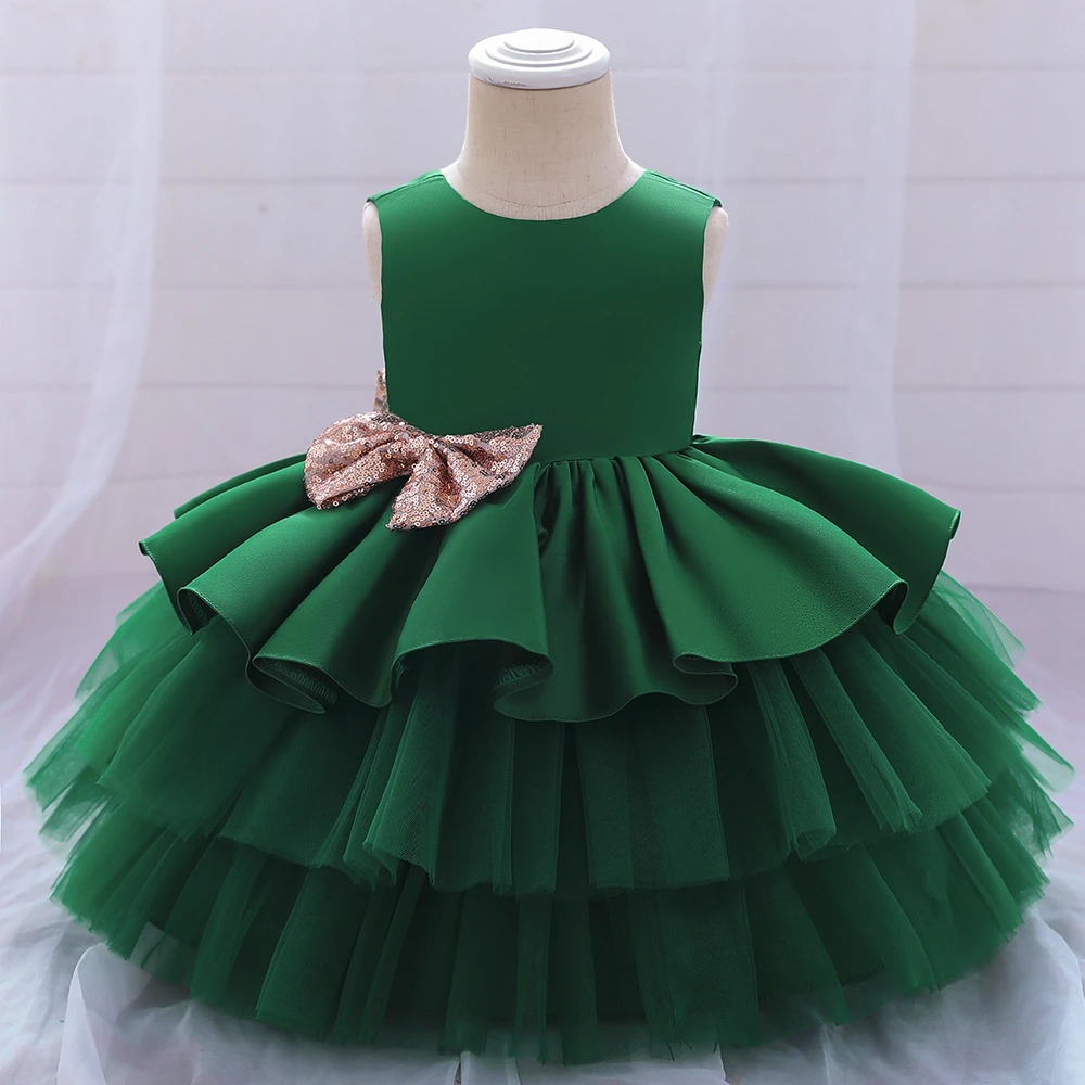 Fluffy Toddler Big Bow Baby Baptism Dress for Girls Children Clothe 1 Years Birthday Party Wedding Princess Dresses Evening Gown