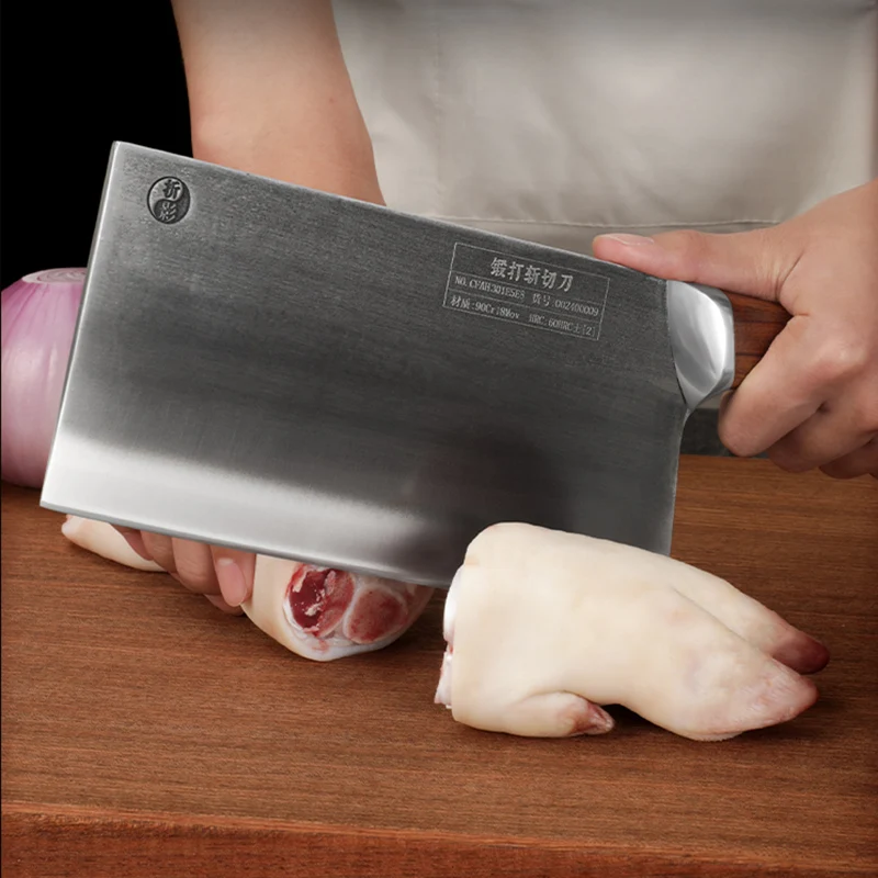 

8-дюймовый нож-измельчитель, стальное лезвие 9Cr18Mov, деревянная ручка, нож для мясника, шеф-повара, кухонный нож для нарезки, инструменты для костей, мяса и птицы