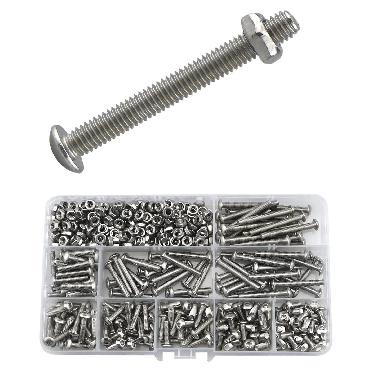 400Pcs Round Hex Head M4x8/10/14/16/18/20/35mm Stainless Steel Bolts And Nuts Set Round Head Hexagon Socket Bolts Assortment Kit