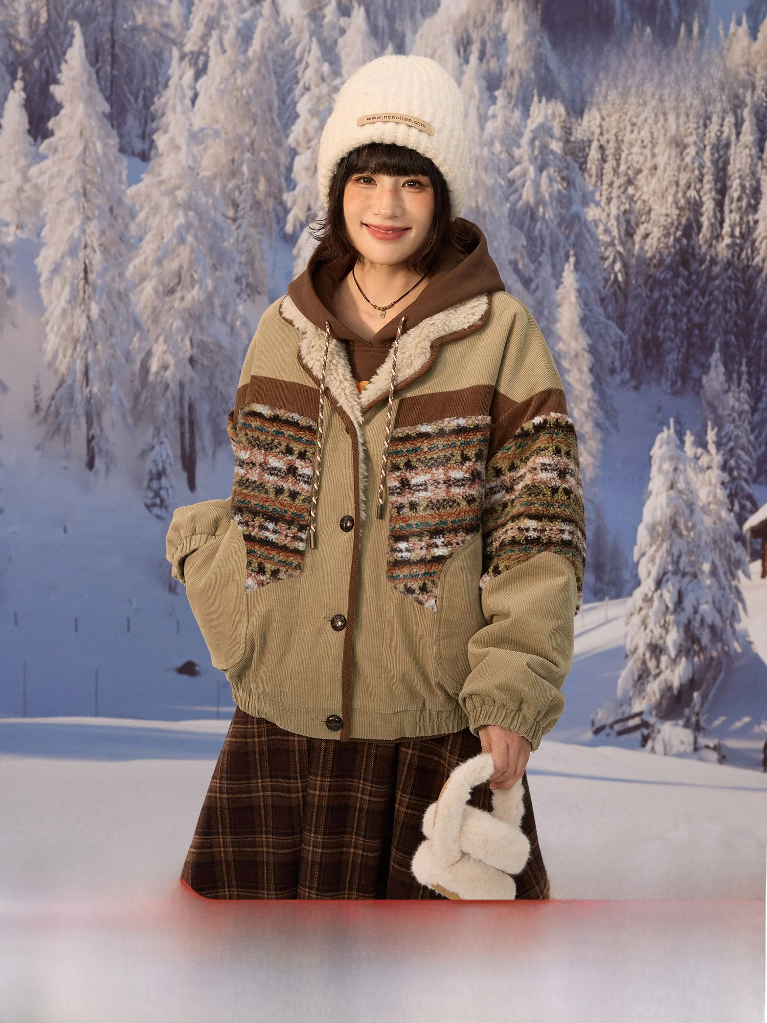 

Зимнее утепленное пальто из хлопкового вельвета с лоскутным шитьем и отделкой из овечьей шерсти, в стиле ретро, повседневное, с длинными рукавами, для женщин, винтажное, брендовое