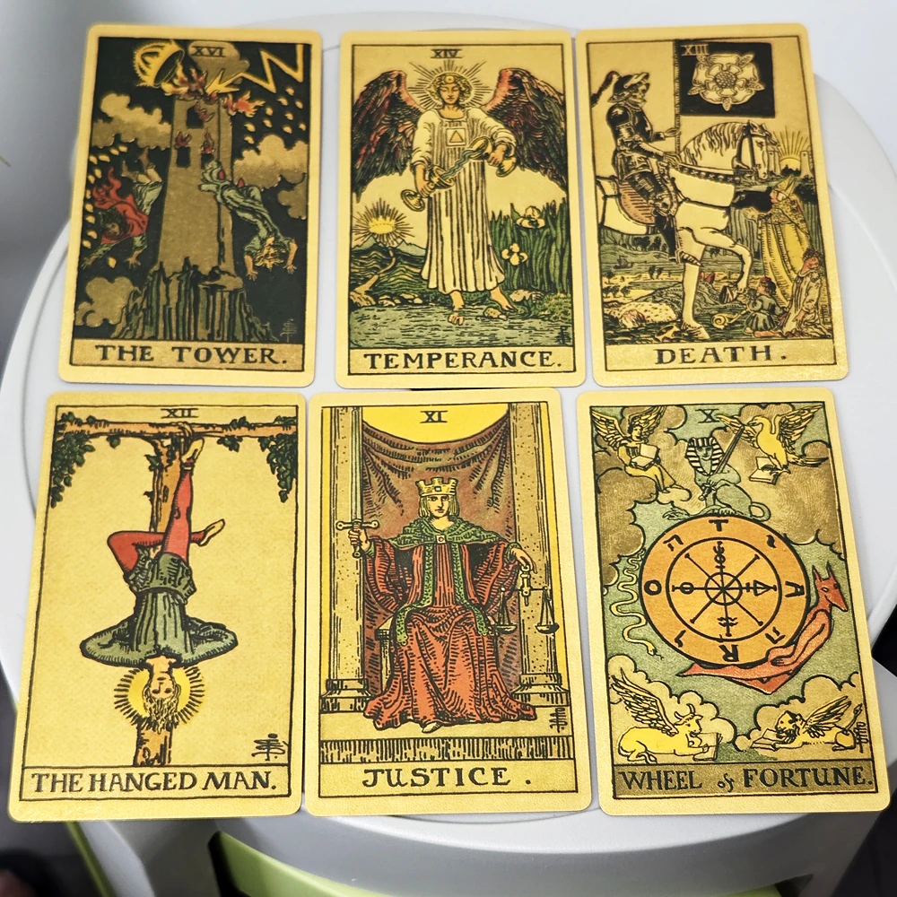 

78 Pcs Waterproof and Wear-resistant Tarot Cards PVC Tarot Deck 12*7cm In Pull-out Gift Box with Guidebook for Beginners