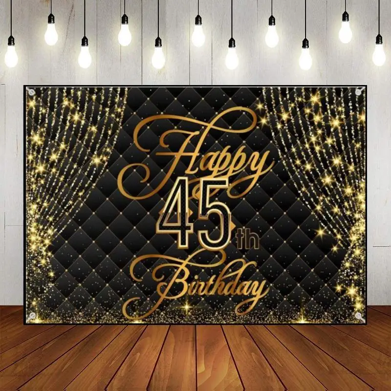 Happy 42th43th44th45th50th Birthday Pampas Grass Photo Background Flowers Green Screen Racing Photography Backdrops Gold Blue Wh