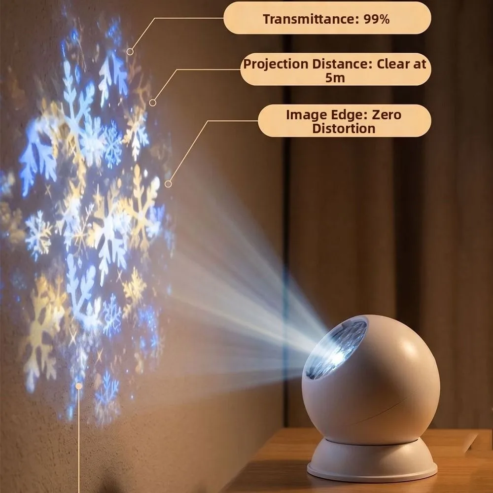 Rotating Dynamic Projector Light Ocean Snowflakes Ocean Wave Projection Light Multi-Angle USB Powered Night Light Party