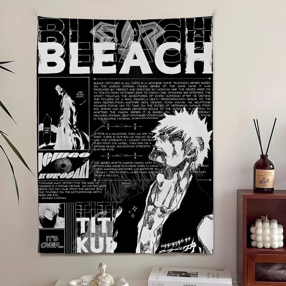 Bleach Monochrome Manga Collage Wall Tapestry - Ichigo Kurosaki Art, Stylish Room Decor for Shonen Anime & Manga Fans
