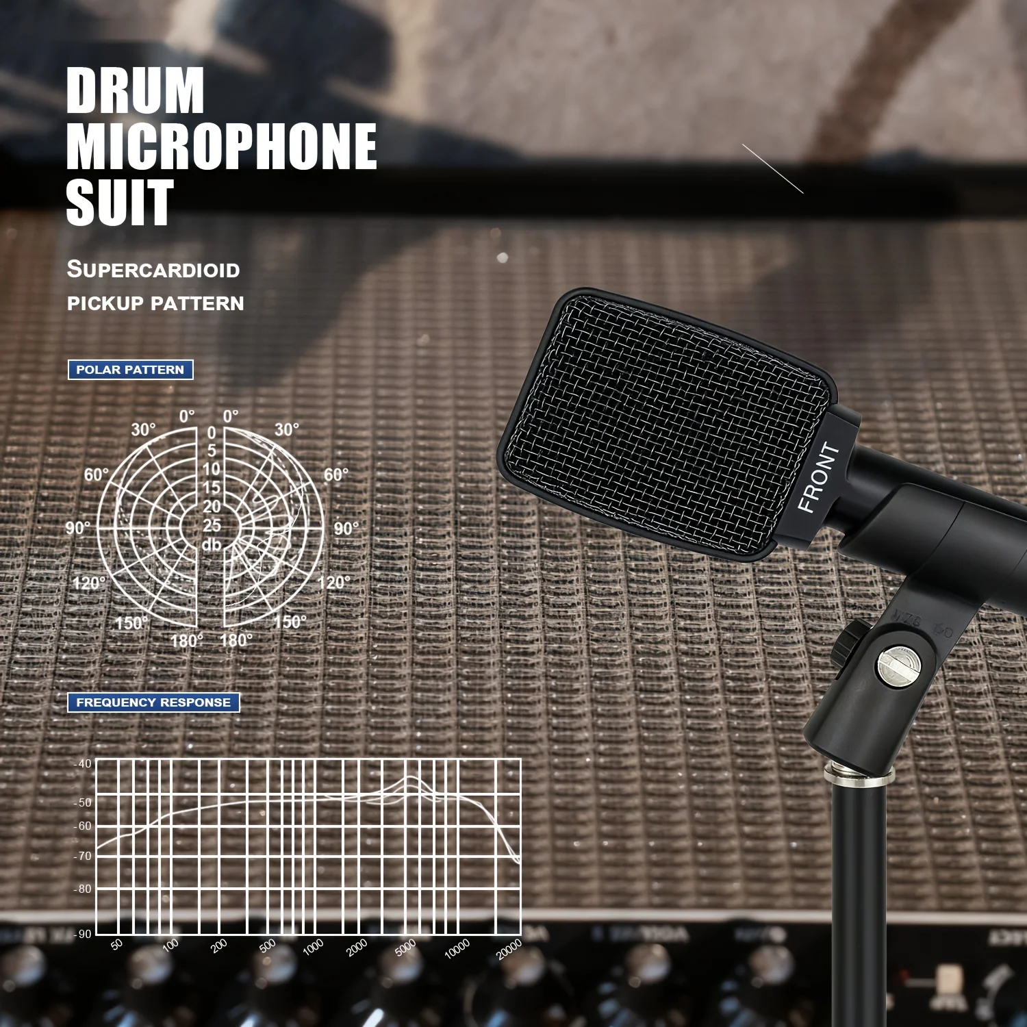 LexiNova 906 Drum Microphones 2 Pieces Set Professional Dynamic Instrument Mic HD Sound For Live Recording and Stage Performance