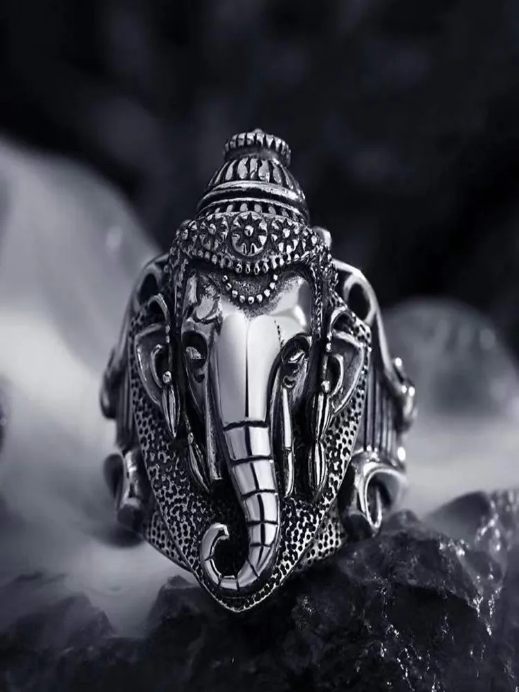 New Trendy Wide Face Dominator Weather Nose Elephant Ring Men's Personalized Fashion Trendy Opening Finger