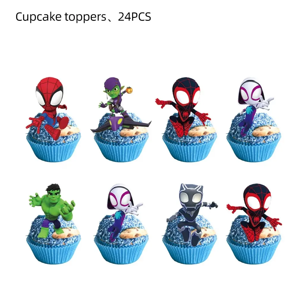 Disney Spiderman Cake Toppers Superhero Birthday Cake Decoration Boys CupCake Toppper Ornaments For Kid Baby Shower Supplie Gift