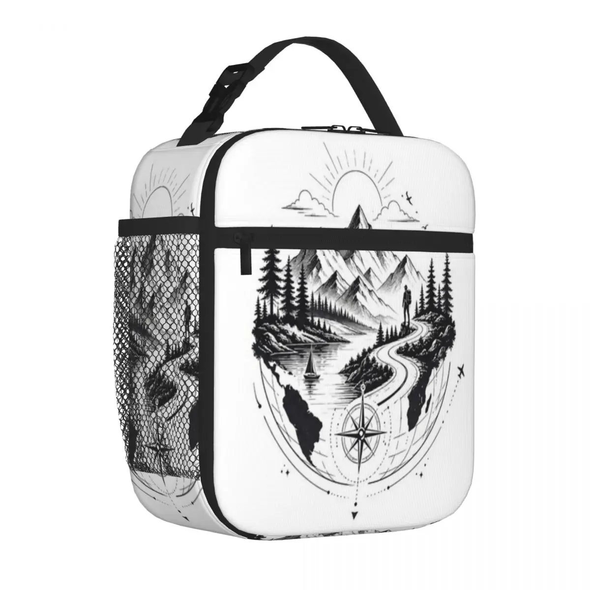 Hot Sale Wander Beyond The Horizon Adventure Office Style Meal Prep Bag Garden Party Adjustable Strap Lunch Bag