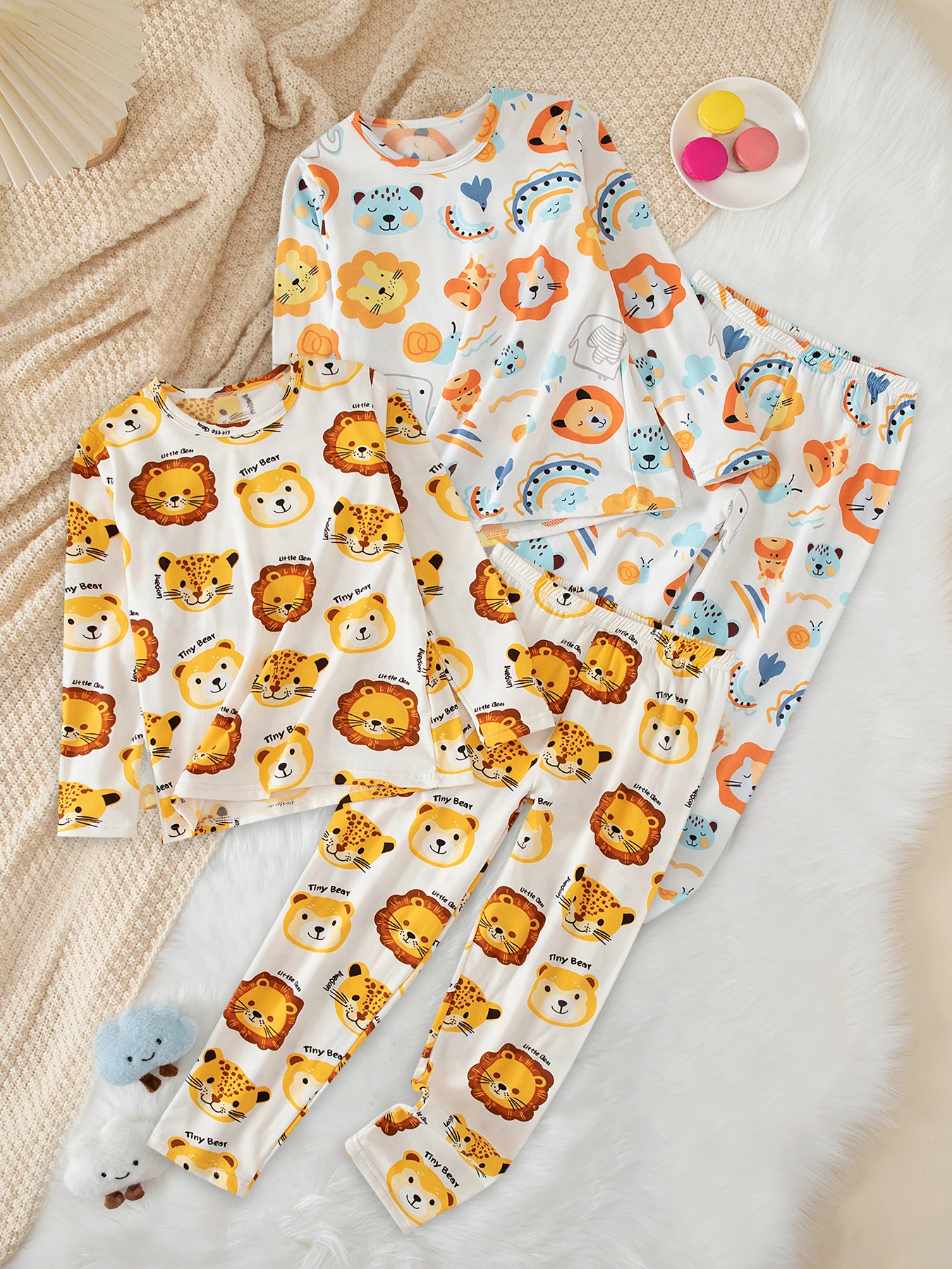 2piece Autumn/Winter Children's Brushed Fashion Cartoon Warm Top Set For Boys And Girls Casual Long Sleeved Pants Home Sleepwear