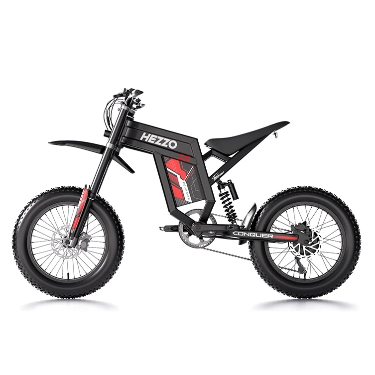 HEZZO D5 Ebike 3000W 60V Electric Bicycle Full Suspension Removable 30Ah Moped 20Inch Fat Electric Dirt Bike US EU Warehouse