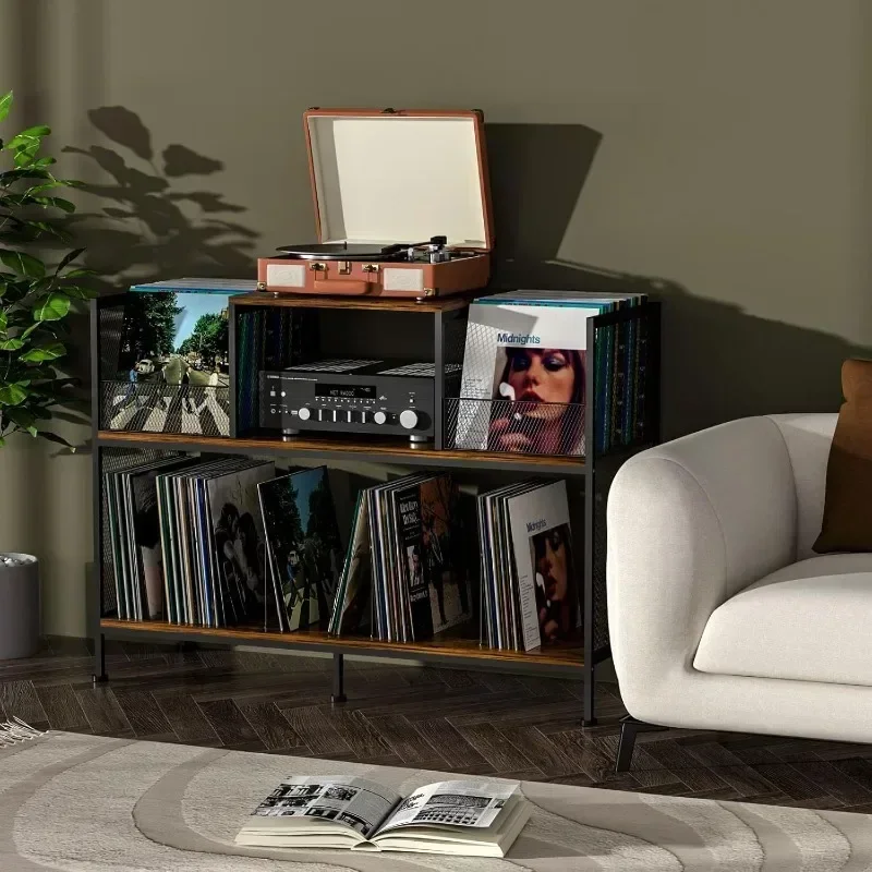 Household Goods Living Room Furniture Bilateral Record Player Shelf Vinyl Records Large Capacity Storage Mail Order Packaging