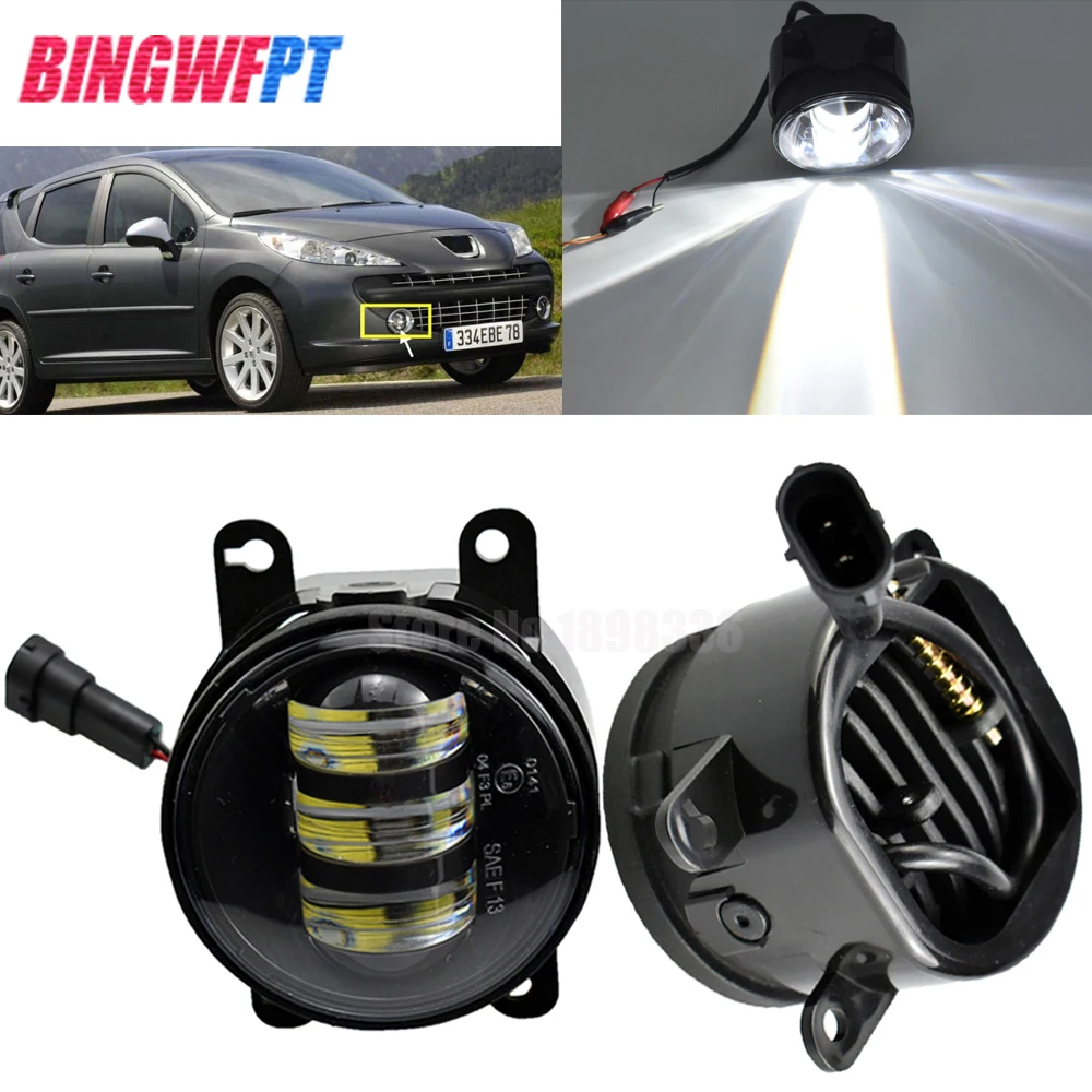 

2Pcs/Pair Fog Lamp Assembly Super Bright LED Fog Lights For Peugeot 207 CC Convertible WD_ 2007-2012 For Peugeot 208 2014-2015