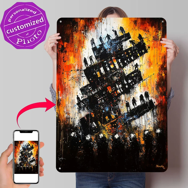 Collapse of Order – Expressionist Metal Poster Customized Wall Art Retro Vintage Tinplate Signs for Room Decoration Coffee Bar