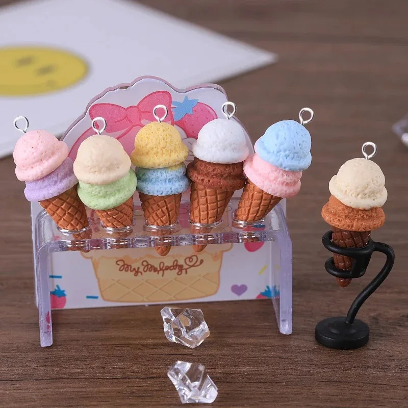 10Pcs Creative Double-Layer 3D Ice Cream Resin Charms for Jewelry Making Findings Handmade Charms Diy Earrings Keychain