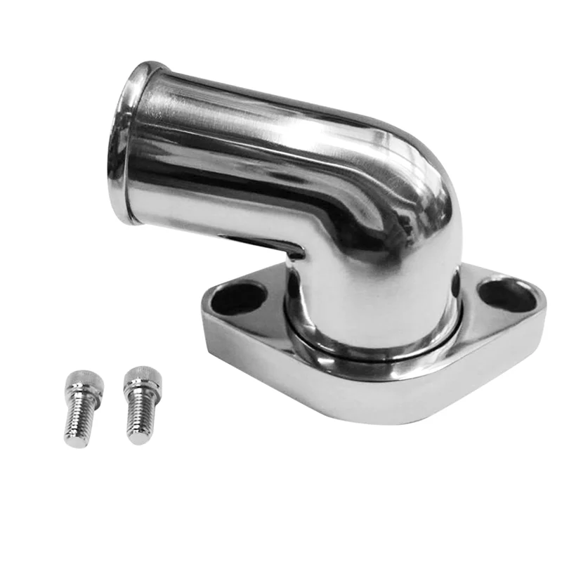WAP01 SBC BBC 45° Swivel Polished Water Neck Thermostat Housing for Chevy V8 350 454 Silver