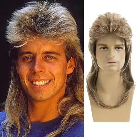 Synthetic Long Straight Mullet Wig 70s 80s Costumes Fancy Party Cosplay Hair Wig