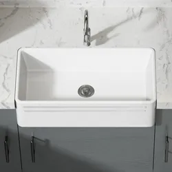 MEJE  Farmhouse Kitchen Sink,,Reversible Single/Double Bowl - White