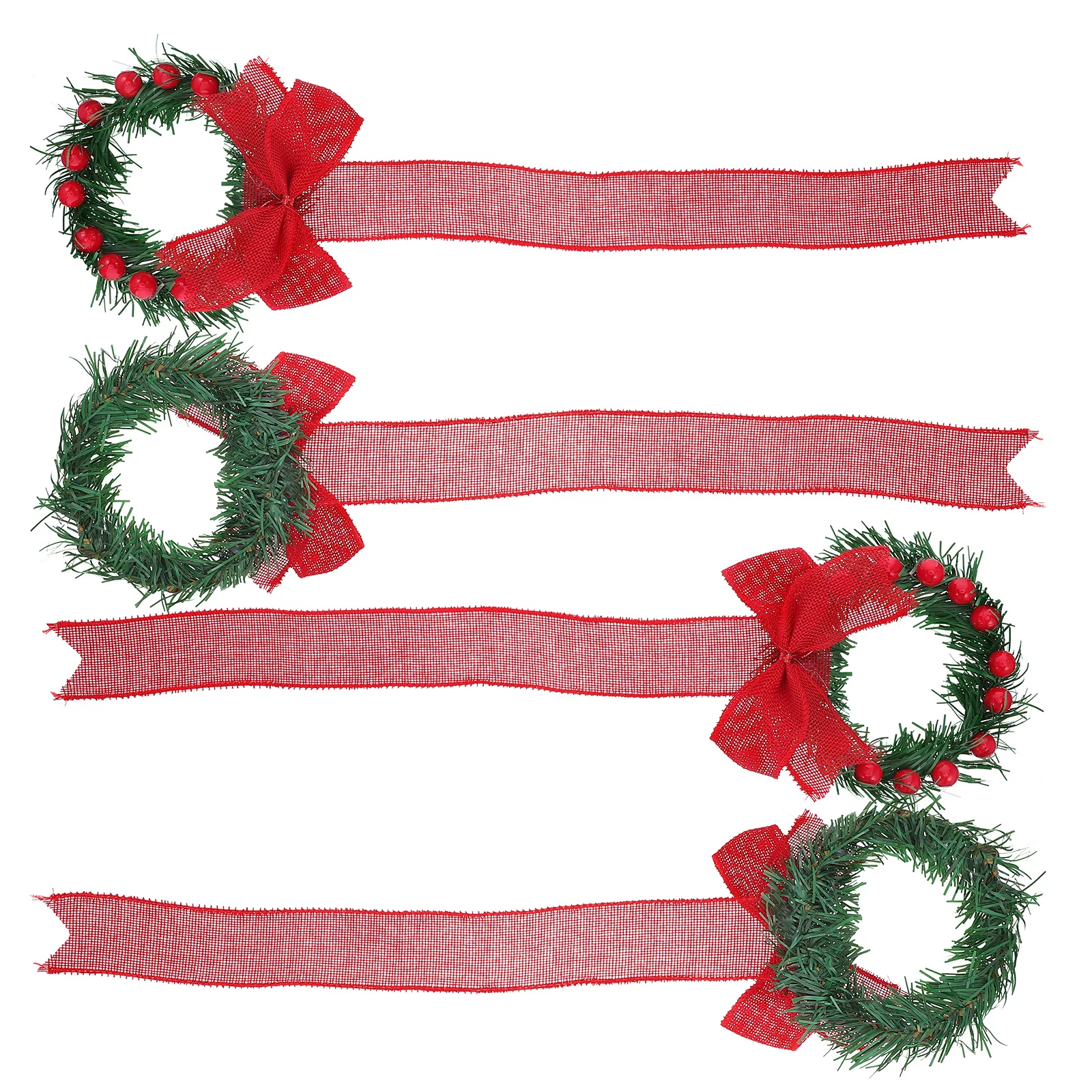 

4 Pcs Christmas Wreath Pendant Flower Garland Decoration Indoor Hanging Bows Cloth Front