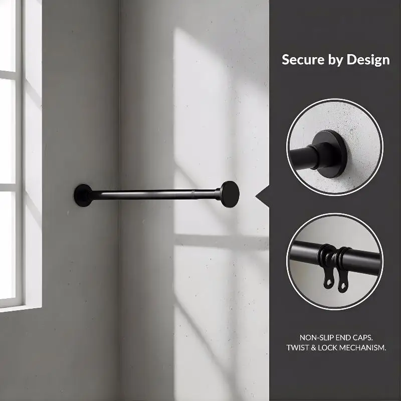 50-260cm Telescopic Curtain Rod Adjustable Stainless Steel Drying Rack Anti-slip Shower Curtain Rods view 3