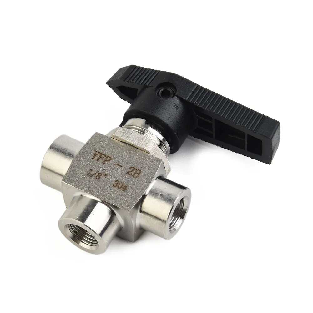 3 Way Ball Valve 304 Stainless Steel BSPP Female Thread Valve Suitable for Water Oil Gas Compact Size and Easy Assembly