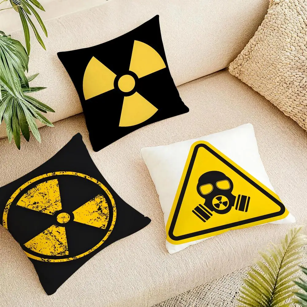 Bold Art Nuclear Symbol Cushion Cover Short Plush Pillowcase, Washable Wrinkle Resistant Cover for Bedroom Gift