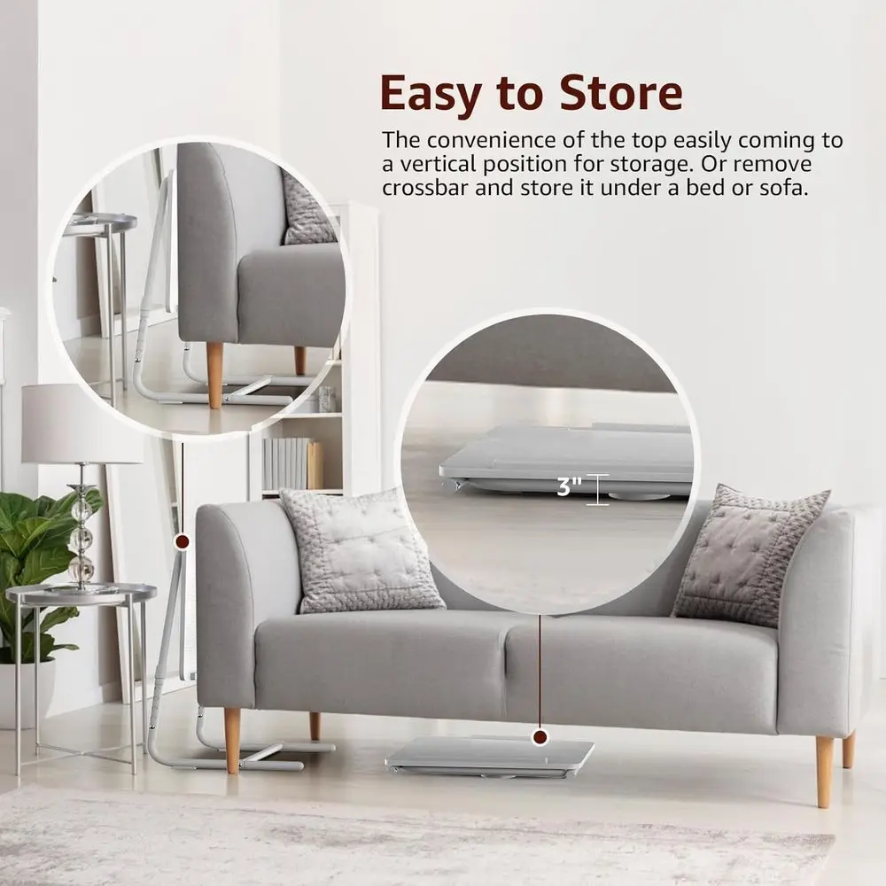 TV Trays Set of 2 - Folding TV Tray Adjustable Dinner Trays for Eating On Couch Wooden Tables Mate Stand Foldable White Desk wit