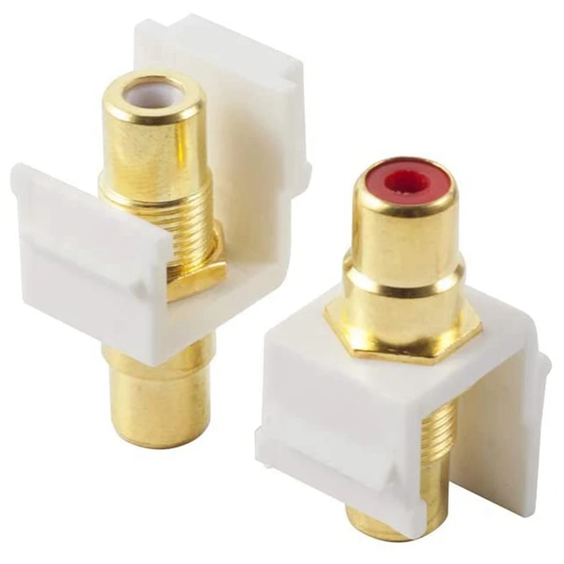 5-Pack RCA Keystone Jack Insert Connector Socket Female Snap in Adapter Port Gold Plated Inline Coupler for Wall Plate