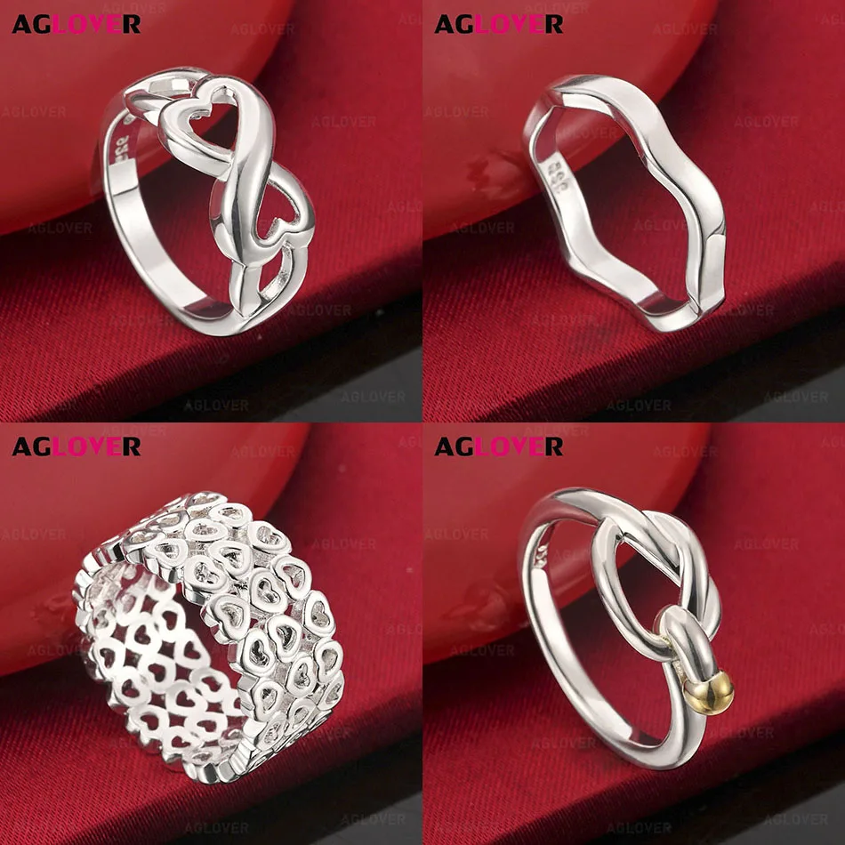 

AGLOVER 925 Sterling Silver 7-10# Wave Ring Temperament Creative Women's Engagement Jewelry