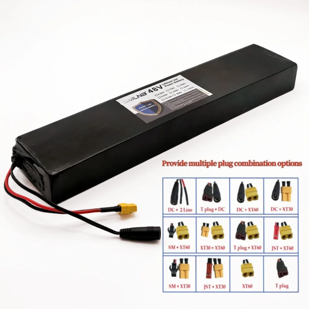 15Ah 48V High Capacity Lithium Battery Pack for E-Scooter E-Bike - 13S3P Configuration 18650 Cells with XT60/DC Connector 54.6V