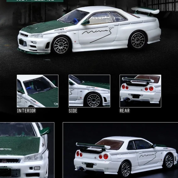 INNO 1:64 Nissan SKYLINE GTR R34 NISMO R-TUNE MINES alloy car model