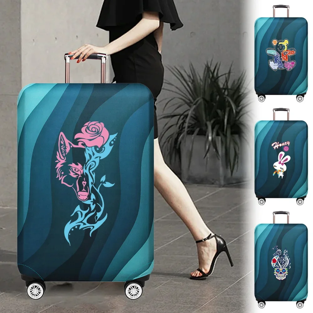 Luggage Cover Stretch Fabric Suitcase Protector Print Color Series Baggage Dust Case Covers for18-32 Inch Suitcase Case