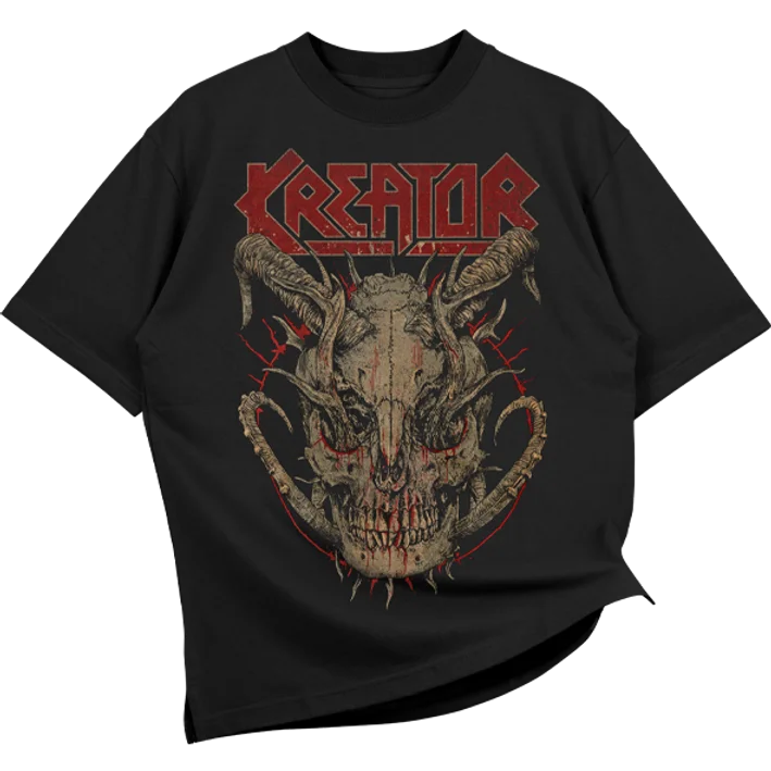 Kreator Thrash Metal Graphic Oversize T-Shirt German Metal Band Street Hip Hop Y2k Men Women Heavy Cotton Female Male Clothing