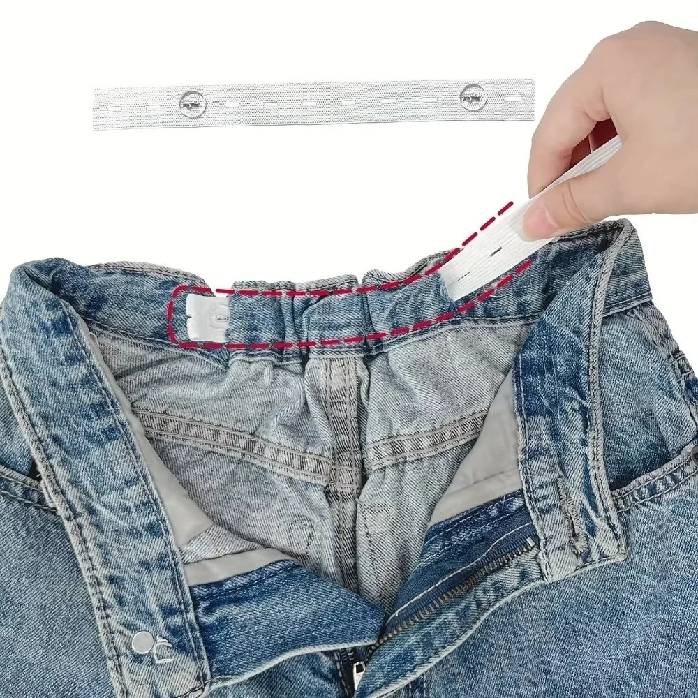 Adjustable Invisible Belt Tightener Set Invisible No-Sew Elastic Waist Band Extender Seamless Trouser Buckle Women Men Jean Pant