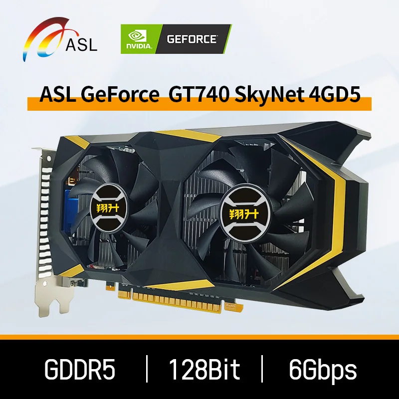 ASL GT 740 Graphics Cards GT740 SKyNet 4GB GDDR5 128Bit PCI-E x16 3.0 GPU NVIDIA Computer PC Gaming Video Graphics Card New