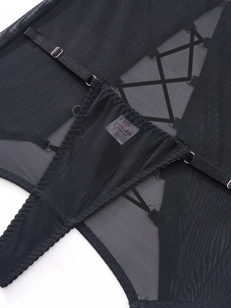 Lingerie Sexy Open Bra Crotchless Skirt See Through Lace Exotic Set Naked Women Uncensored Erotic Costume Porn Outfit