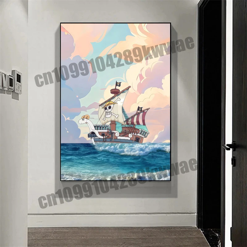 

Japanese Childhood Anime One Pirate, Luffy, Cool Style Pictures Art Poster Canvas Painting Suitable for Living Room Decoration