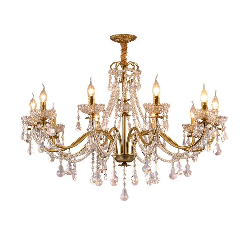 

American crystal chandelier light luxury atmosphere creative villa bedroom living room