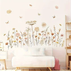 Boho Dandelion Flower Wall Stickers Wildflower Floral Grass Decals for Baby Nursery Girls Bedroom Kids Room Wall Decoration