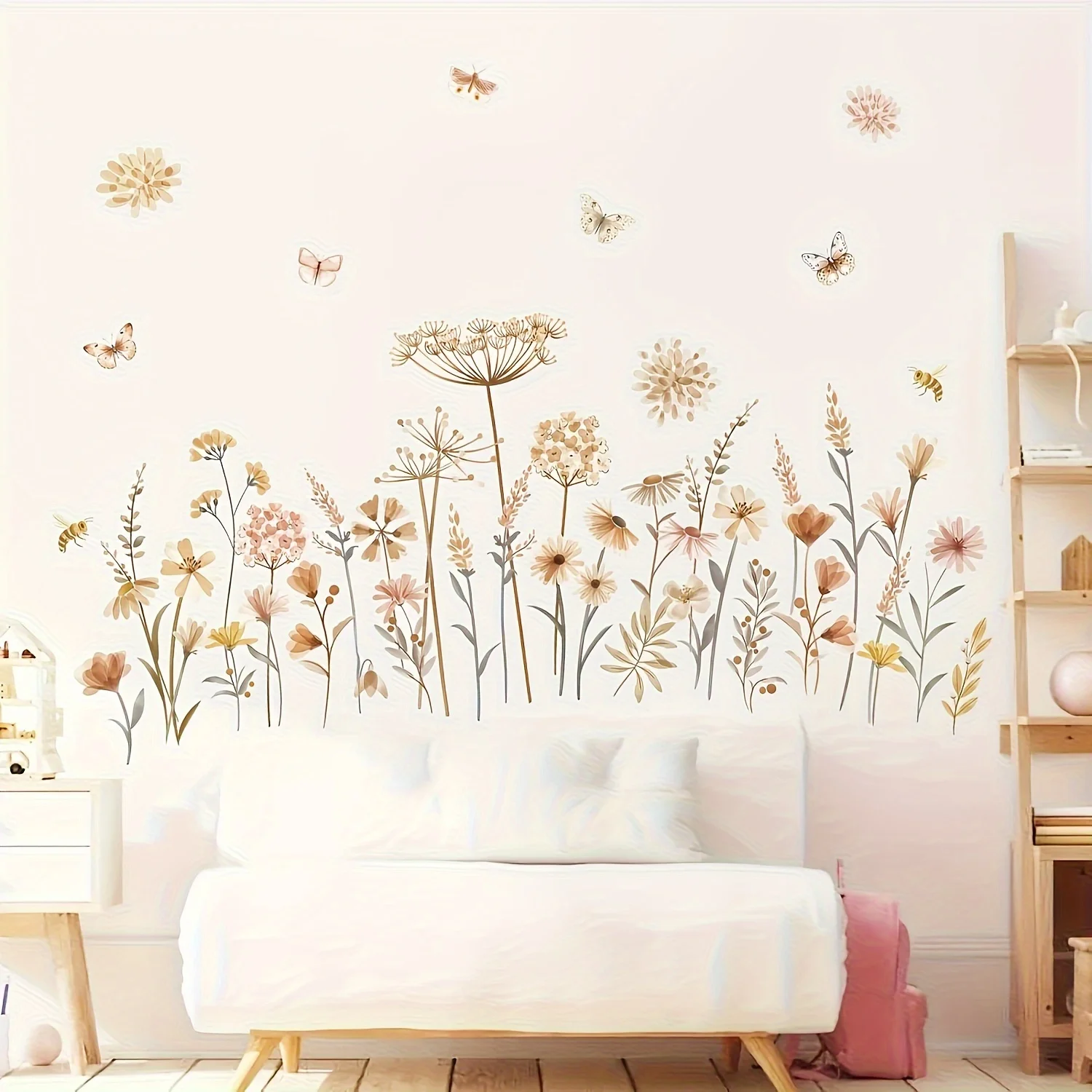 Boho Dandelion Flower Wall Stickers Wildflower Floral Grass Decals for Baby Nursery Girls Bedroom Kids Room Wall Decoration