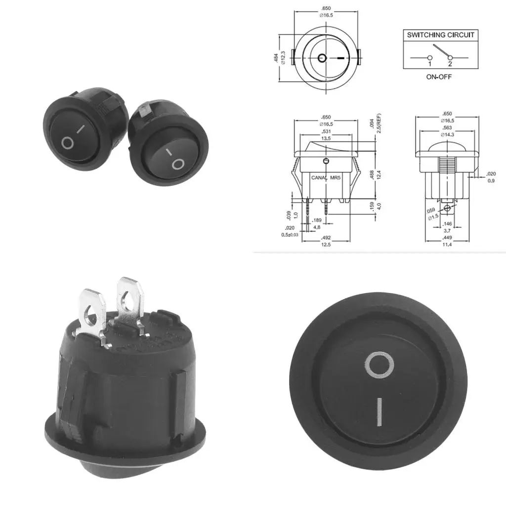 2x 2 Pin Switches On-Off Position SPST Toggle Switch for Home Industrial