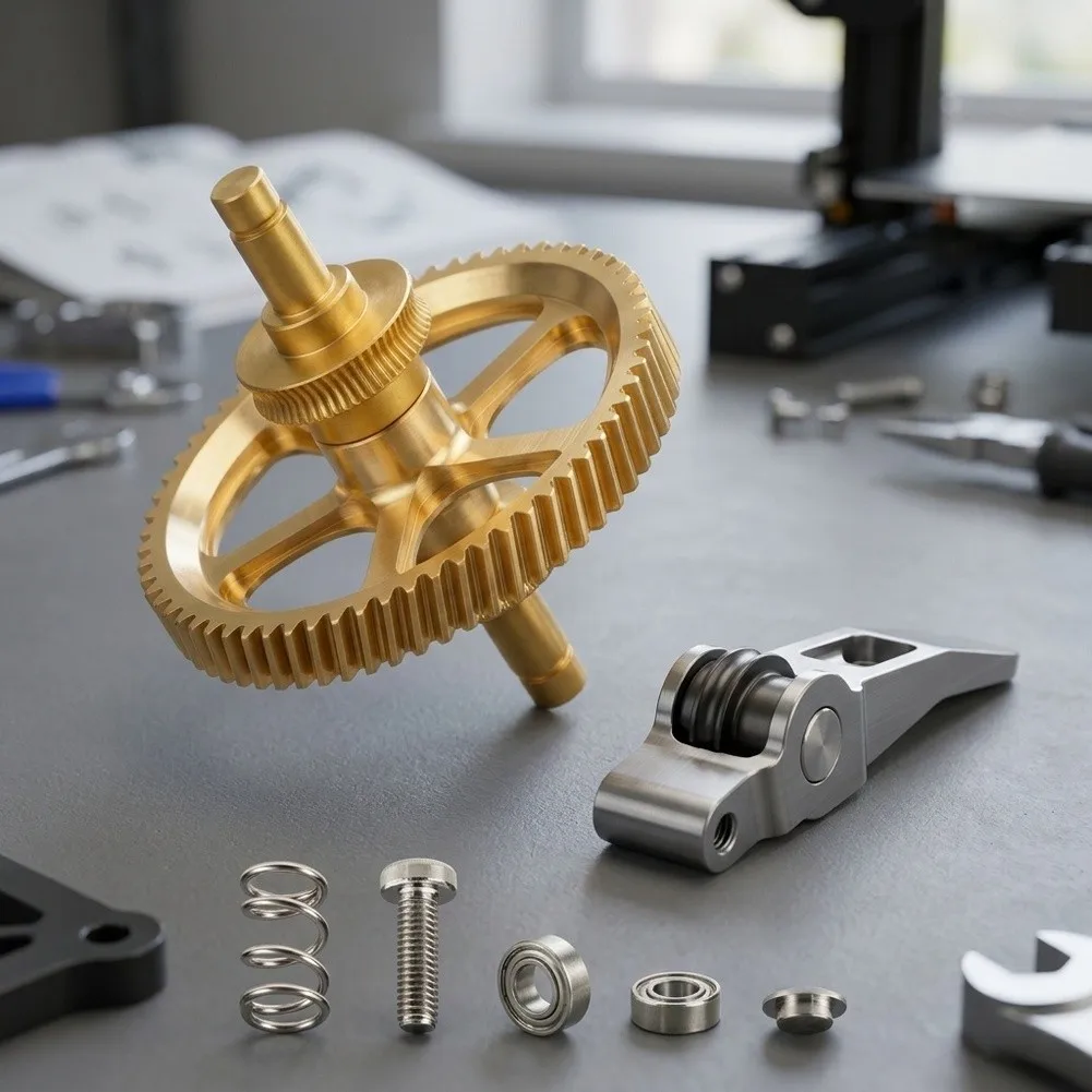 For BambuLab For A2L Brass Extruder Gear Kit with Metal Handle for Enhanced Grip Torque and Reliable Filament Handling
