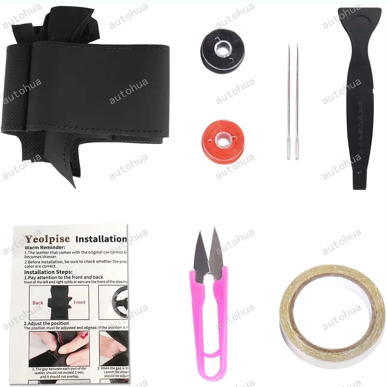 غطاء عجلة القيادة مخيط يدويًا لكيا 2022 سورينتو PHEV/2022 كرنفال/2021 سورينتو، جلد ستوكات غير قابل للانزلاق وجيد التهوية