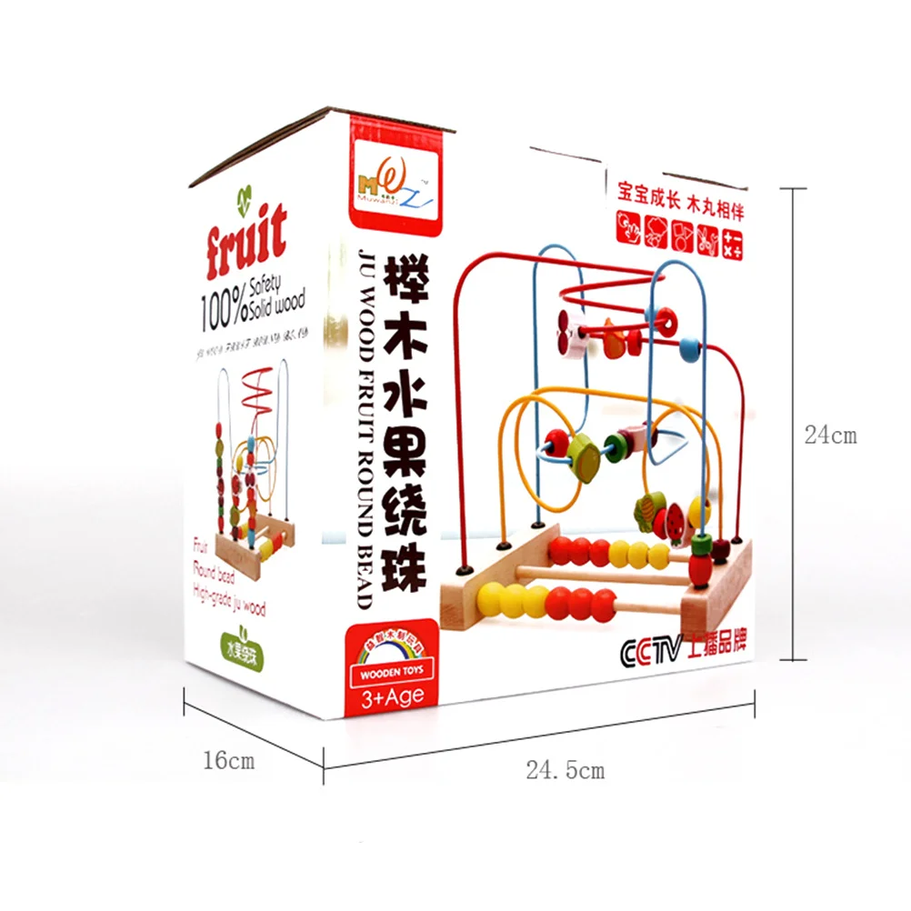 Legno Around Beads Labirinto Apprendimento cognitivo Frutta dei cartoni animati Conteggio Gioco educativo per bambini Abaco colorato sensoriale